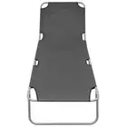 Pool Sun Lounger Bed Folding Beach Recliner Chair Outdoor Oxford fabric Grey