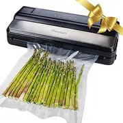 Kenmore Food Vaccum Sealer Machine, One Touch Automatic Food Sealer for Food Preservation Dry, Moist, Normal, Gentle, Pulse, Seal Canister Sealing Modes (Black, Stainless Steel) With 10 Bags