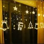 Christmas Led Curtain Lights,138 Leds Star Jingle Bell Elk Xmas Tree 8 modes