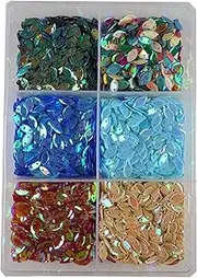 eshoppee Multi Color Sequins Sitara, 100 gm Box,for Jewellery Making Necklace Bracelet Earring Embroidery Material Art and Craft DIY kit, Glitter Sequince Rhinestones Beads (12)