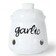 Garlic Keeper with Lid Ceramic Mini Garlic Saver Container for Countertop Far...
