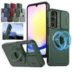 For Samsung S24 S23FE S22 S21FE A55 A35 Slide Lens Cover MagSafe Ring Phone Case