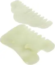 GOOHOCHY 2Pcs Jade Massage Combs Scalp Massager Tool for Head and Face Durable Jade Acupoint Massaging Combs for Hair Health and Relaxation