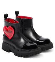 [Moschino Kids] Moschino Kids Heart patent leather boots UK 13 multicoloured