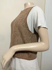 Alice+Olivia Linen Sweater Vest Size Small Color Camel *NWT*