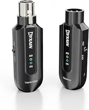 KYXAIN 2.4G Wireless Microphone System XLR Mic Adapter, Audio Dynamic Transmitter and Receiver for PA System and DSLR Camera, 48V Phantom Power for Condenser Mic, BKW-X1