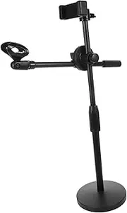 HONITANO Adjustable Desktop Mic Stand with Phone Clip Versatile Streaming Microphone Holder for Home and Studio Use Rotation for Performances and Content Creation