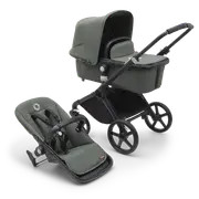 Bugaboo Fox Cub bassinet and seat pram Forest green sun canopy, forest green fabrics, black chassis