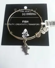 ALex and Ani FISH KOI Bangle Bracelet NWT HTF BAG Russian Silver Charm RETIRED