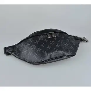 【Louis Vuitton 路易威登】LV M46035 Discovery壓印LOGO Monogram Eclipse帆布拉鍊胸腰包(黑)