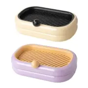 Portable Double-layer Square Soap Box With Cover Bathroom Dish Plate Case Shower
