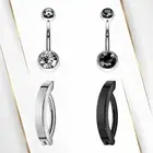 2PCS Titanium CZ Hinged Clicker Belly Button Ring Barbell Navel Piercing Jewelry