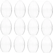 WATIIFUFU 12pcs Easter Egg Shape Plastic Fillable Ornaments Flat Bottom Decorations for Party Favors Crafts
