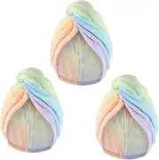 Baluue Superfast Drying Cap 3 Pack Absorbent Fleece Hair from Damage for Home Gym Travel