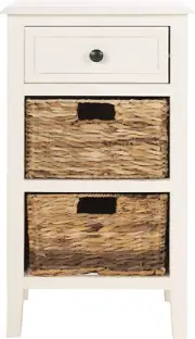 Home Collection Everly Drawer , Vintage White 1-Drawer 2 Removable Baskets Side