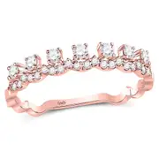 10k Rose Gold Round Diamond Stackable Band Ring 1/3 Cttw