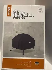 Classic Accessories Patio Full Coverage 30" x 12" Round Fire Pit Cover Black New