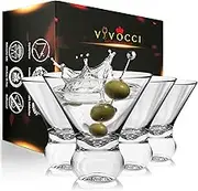 Unbreakable Tritan Plastic Stemless Martini Glasses Set of 4 10 oz - Shatterproof & Heavy Base - Reusable - Ideal for Cocktails & Margaritas - Dishwasher Safe - Premium Quality Bar Glassware