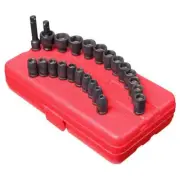 SUNEX TOOLS Magnetic Impact Socket Set 1/4" Drive Metric Deep w/ Case (23-Piece)