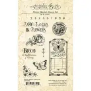 Graphic 45 Flower Market Stamp Set 4502564 Tag Butterfly Rose Number Flower Seal