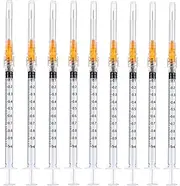 100 Pack 1ml/cc Plastic Syringe with 25Ga, Lab Sample Injection Syringes for Industrial Scientific Labs, Liquids Measuring, Ink Refilling, Oil or Glue Applicator
