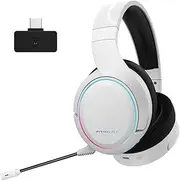 xinyee X6 Pro 2.4G Wireless Gaming Headset with 3D Stereo Surround Sound Detachable Microphone Wide Compatibility White
