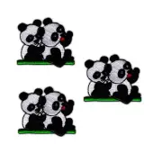 Panda Bear Patches (3-Pack) Animal Embroidered Iron On Patch Appliques