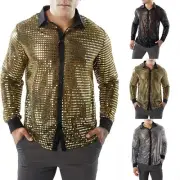 Spectacular Sequin Party Dance Shirts for Men Retro 70s Nightclub Tops