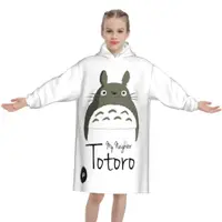 在飛比找蝦皮購物優惠-Totoro 毛毯連帽衫兒童可穿戴連帽毛毯柔軟法蘭絨連帽衫毛