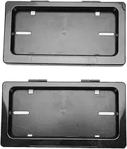 2pcs Car License Plate Frames, Flip Concealed Car License Plate Frame Holder with Remote Control for Universal US Car Licence Plate, Black
