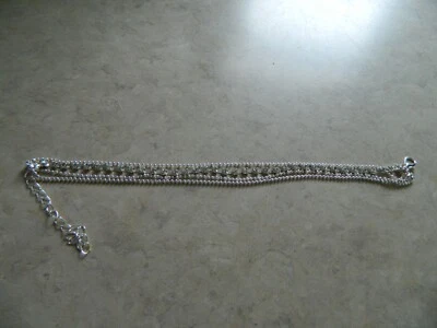 Silver-Tone Rhinestone Anklet Multi Row Chain Ankle Bracelet