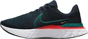 [Nike] Men's React Infinity Run Flyknit 3 Running Shoes, Obsidian/Bright Spruce-White, 10.5 M US