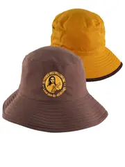 Brown/Gold Reversible Bucket Hat With Emb