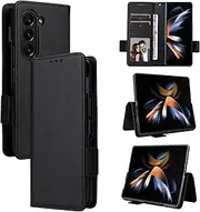 Compatible with Samsung Galaxy Z Fold5 Case,PU Leather Kickstand with Card Holders,Compatible with Samsung Galaxy Z Fold5 5G SM-F946 Flip Magnetic Closure Phone Wallet Cover Black
