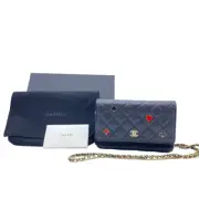 CHANEL Wallet on Chain Matelasse Monaco Black Leather WOC Gold Hardware NEW