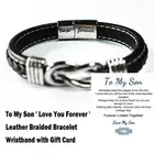 To My Son Bangle Bracelet Mother And Son Forever Linked PU Leather R8U0