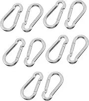 Happyyami Set of 10 Stainless Steel Carabiner Hooks Lock Buckle for Hiking Family Travel Keys Backpack Silver