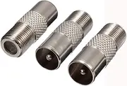 3 Pack F Type Screw Connector Socket F-Connectors Adaptor Satellite to RF Coax Aerial Male Adapter Converter