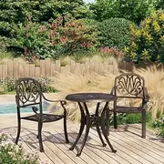 3 Piece Bistro Set Cast Aluminium Bronze Patio Bar Sets