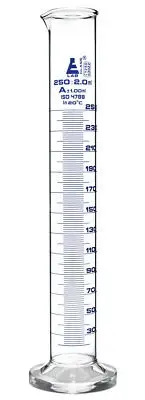 Eisco Labs 250ml Graduated Cylinder, Class A - Blue Graduations, Round Base