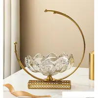 在飛比找樂天市場購物網優惠-輕奢水晶玻璃金色水果盤家用客廳茶幾創意網紅零食糖果盤現代簡約