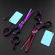 Hair Cutting Scissors, 6 inch Professional Japan 440c Purple gem Hair Scissors Salon Cutting Barber Haircut thinning Shears Hairdressing Scissors