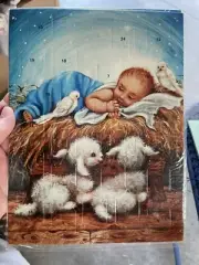 Vintage Autom Advent Calendar Baby Jesus In Manger With Animals New 2003