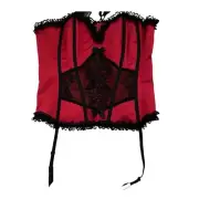 Torrid Retro Bombshell Red/Black Lace Up Back Corset & Thong Set Regency Fairy40
