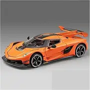 Scale Finished Model Car 1:24 Scale for Koenigsegg Jesko Supercar Simulation Metal Car Model Replica Miniature Vehicle Decoration Die-cast Vehicle(Orange)
