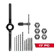 Milwaukee Tap and Die Set SAE 17PC Thread Cutting Tool Kit Metal Drill Bit