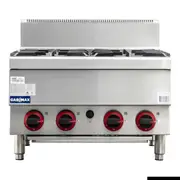 GasMax Benchtop Lpg 4 Burner Cooktop W/ Splashback - Commercial Gas Cooktops (JUS-TR-4BLPG) - JUS-TR-4BLPG