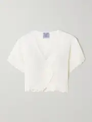 [Thierry Colson] Thierry Colson - Bianca Scalloped Cotton And Linen-blend Top - Off-white - small small Off-white