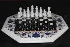 Lapis Lazuli Stone Inlay Work Coffee Table White Marble Chess Table Top for Bar