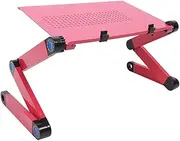 Laptop Desk, Home Office Lap Desk Aluminum Alloy Bed Folding Laptop Notebook Portable Adjustable Computer Table Stand (Rose Red)